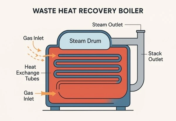 A simple drawing of a Waste Heat Recovery Boilers