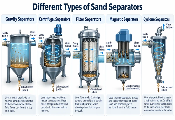 A picture showing different types of Sand Separators