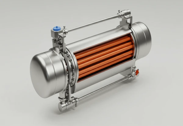 A AutoCad picture showing a Floating Head Heat Exchanger