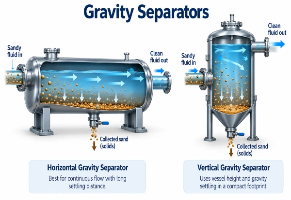A picture of two Gravity Separators. One is horizontal, the other is vertical
