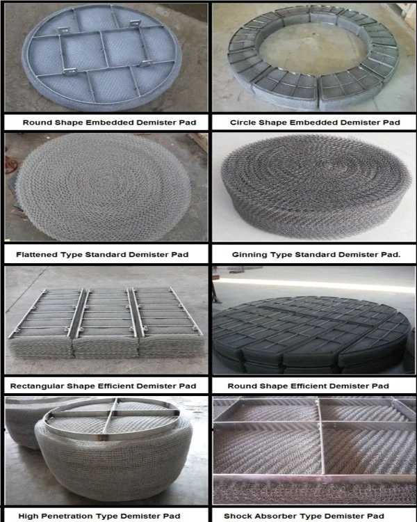 A picture showing different types of demister-pad-types