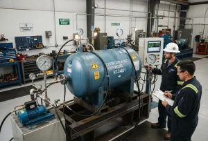 Image showing two men hydrotesting a vessel
