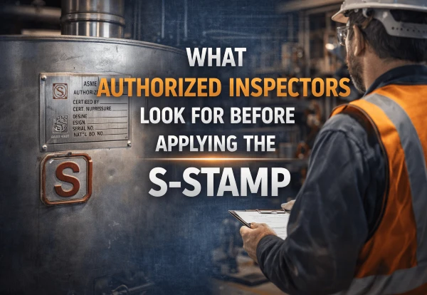 A picture of a AI looking at a pressure vessel before applying for a ASME S Stamp