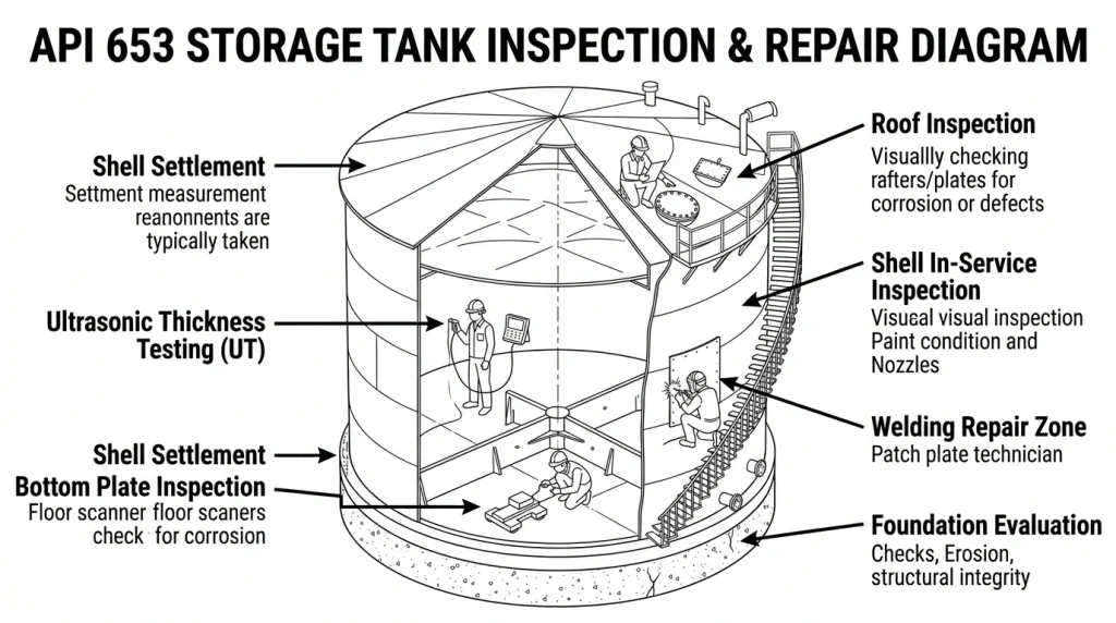 A diagram showing a api 653 tank