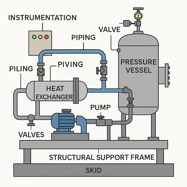 Picture display showing a diagram of a skid mounted unit