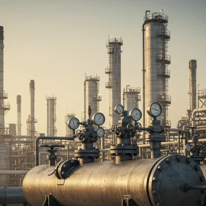 Knowledge Base picture is of a horizontal pressure vessel in front of a refinery in background